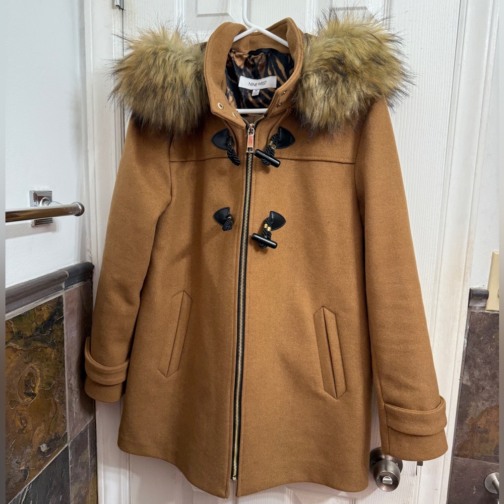 Like new Nine West coat with fur hood